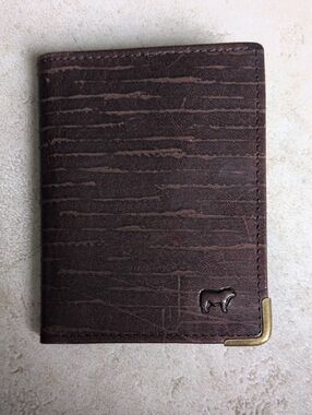 Will Leather Goods Dark Brown Leather Bifold Wallet with Brass Corner